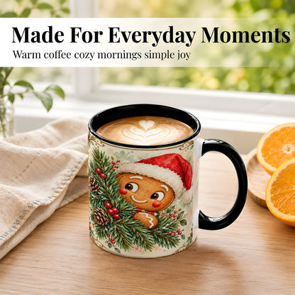 #pl[11oz|Black] Watercolor Gingerbread Coffee Mug, Christmas Cookie Mug, Ceramic Cup