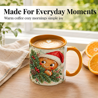 #pl[11oz|Orange] Watercolor Gingerbread Coffee Mug, Christmas Cookie Mug, Ceramic Cup