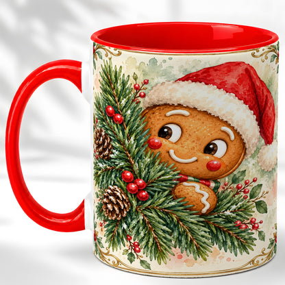 Watercolor Gingerbread Coffee Mug, Christmas Cookie Mug, Ceramic Cup