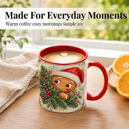 #pl[11oz|Red] Watercolor Gingerbread Coffee Mug, Christmas Cookie Mug, Ceramic Cup