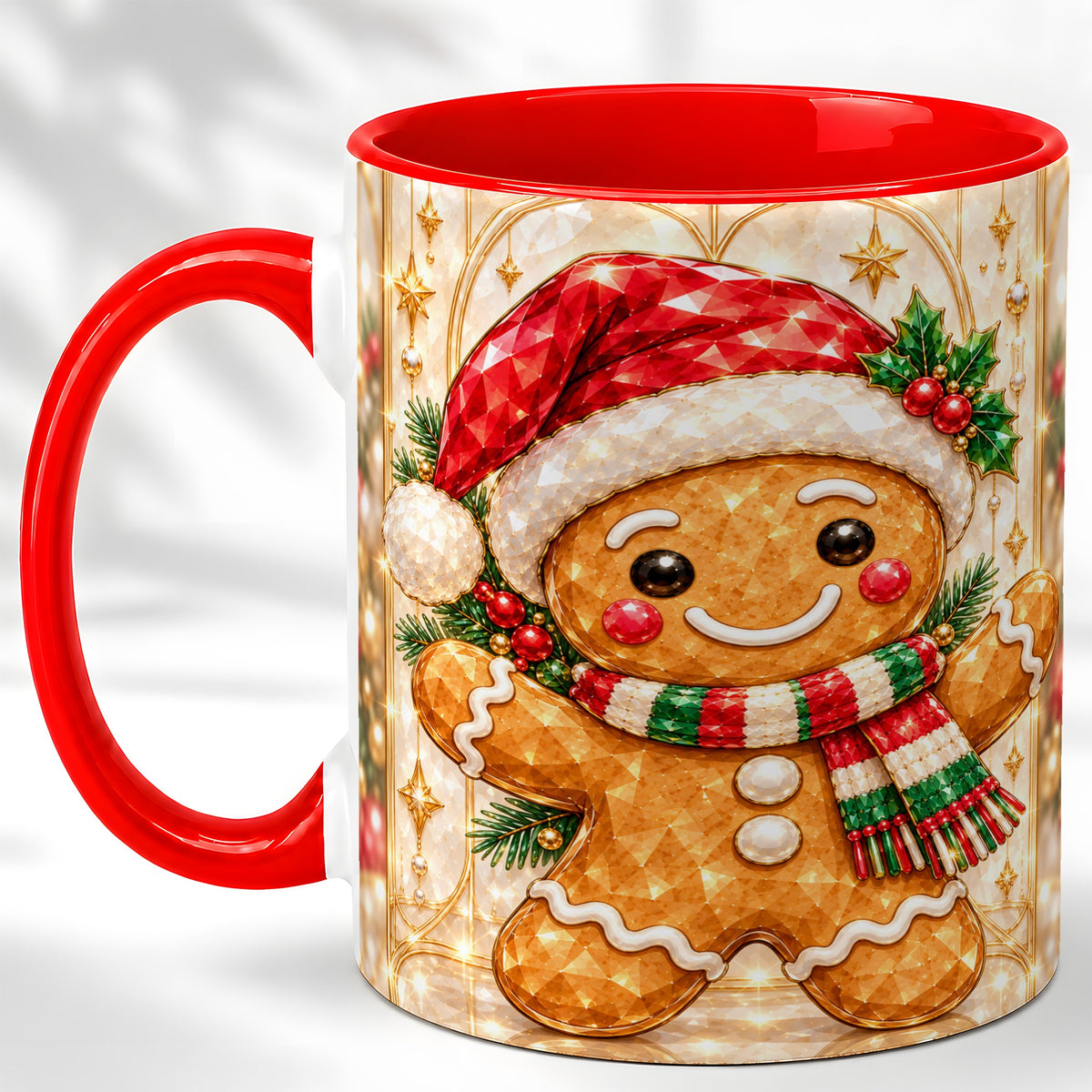 Gemstone Gingerbread Coffee Mug, Christmas Cookie Mug, Ceramic Cup