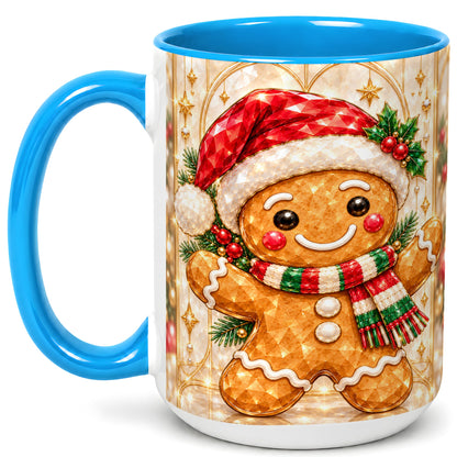 #pl[15oz|Blue] Gemstone Gingerbread Coffee Mug, Christmas Cookie Mug, Ceramic Cup