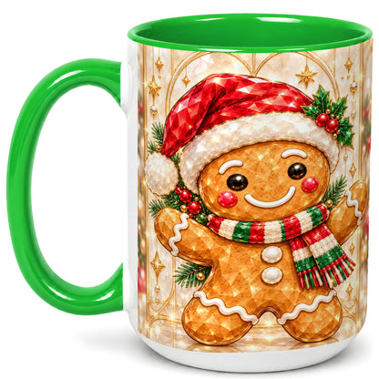 #pl[15oz|Green] Gemstone Gingerbread Coffee Mug, Christmas Cookie Mug, Ceramic Cup