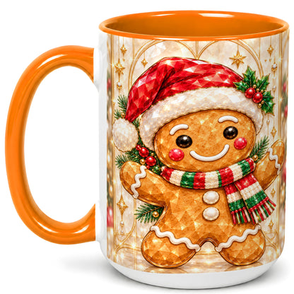 #pl[15oz|Orange] Gemstone Gingerbread Coffee Mug, Christmas Cookie Mug, Ceramic Cup