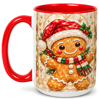 #pl[15oz|Red] Gemstone Gingerbread Coffee Mug, Christmas Cookie Mug, Ceramic Cup