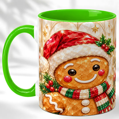#pl[11oz|Green] Gingerbread Scarf Coffee Mug, Christmas Cookie Mug, Ceramic Cup