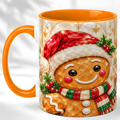 #pl[11oz|Orange] Gingerbread Scarf Coffee Mug, Christmas Cookie Mug, Ceramic Cup