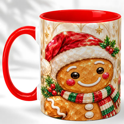 Gingerbread Scarf Coffee Mug, Christmas Cookie Mug, Ceramic Cup