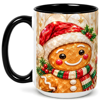 #pl[15oz|Black] Gingerbread Scarf Coffee Mug, Christmas Cookie Mug, Ceramic Cup