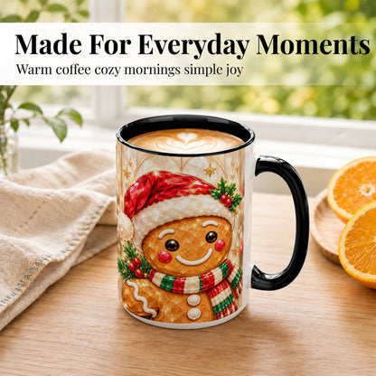 #pl[15oz|Black] Gingerbread Scarf Coffee Mug, Christmas Cookie Mug, Ceramic Cup