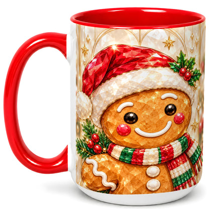 #pl[15oz|Red] Gingerbread Scarf Coffee Mug, Christmas Cookie Mug, Ceramic Cup