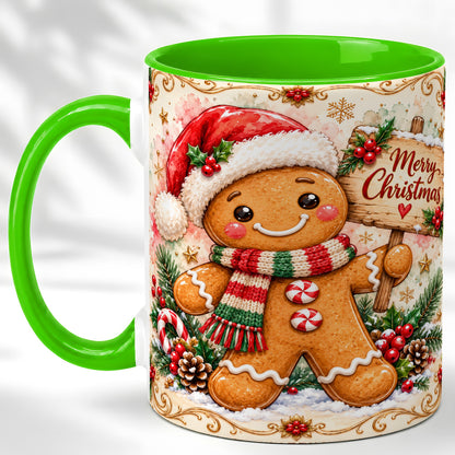 #pl[11oz|Green] Gingerbread Christmas Coffee Mug, Holiday Cookie Mug, Ceramic Cup