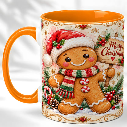 #pl[11oz|Orange] Gingerbread Christmas Coffee Mug, Holiday Cookie Mug, Ceramic Cup