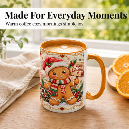 #pl[15oz|Orange] Gingerbread Christmas Coffee Mug, Holiday Cookie Mug, Ceramic Cup