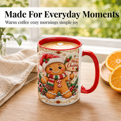 #pl[15oz|Red] Gingerbread Christmas Coffee Mug, Holiday Cookie Mug, Ceramic Cup
