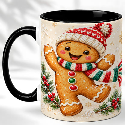 #pl[11oz|Black] Gingerbread Christmas Coffee Mug, Winter Cookie Mug, Ceramic Cup