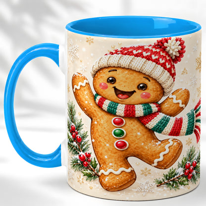 #pl[11oz|Blue] Gingerbread Christmas Coffee Mug, Winter Cookie Mug, Ceramic Cup