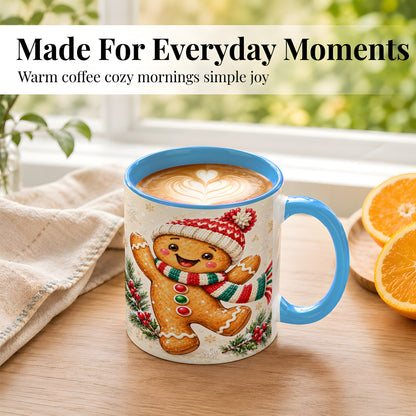 #pl[11oz|Blue] Gingerbread Christmas Coffee Mug, Winter Cookie Mug, Ceramic Cup