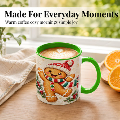 #pl[11oz|Green] Gingerbread Christmas Coffee Mug, Winter Cookie Mug, Ceramic Cup