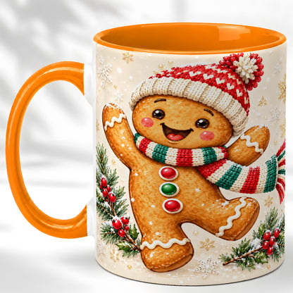 #pl[11oz|Orange] Gingerbread Christmas Coffee Mug, Winter Cookie Mug, Ceramic Cup