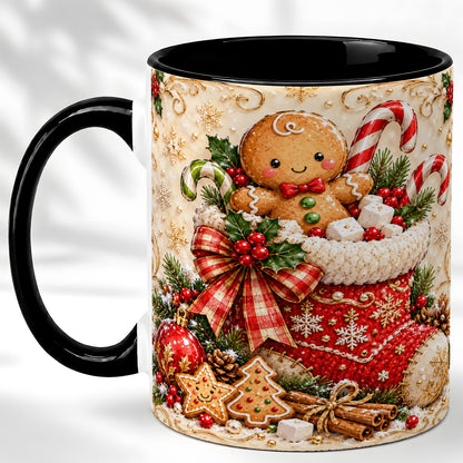 #pl[11oz|Black] Ornate Gingerbread Coffee Mug, Christmas Cookie Mug, Ceramic Cup
