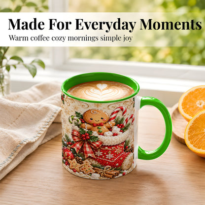 #pl[11oz|Green] Ornate Gingerbread Coffee Mug, Christmas Cookie Mug, Ceramic Cup