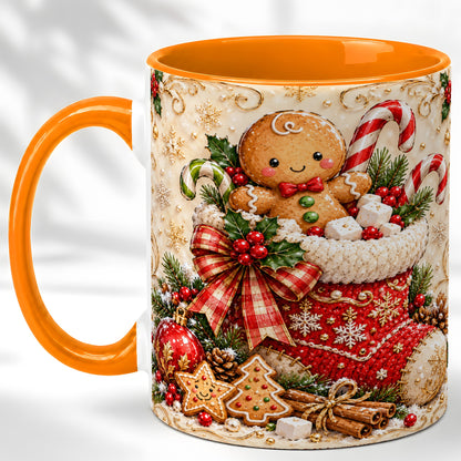 #pl[11oz|Orange] Ornate Gingerbread Coffee Mug, Christmas Cookie Mug, Ceramic Cup