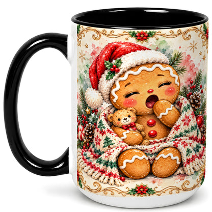 #pl[15oz|Black] Cozy Gingerbread Coffee Mug, Christmas Cookie Mug, Ceramic Cup