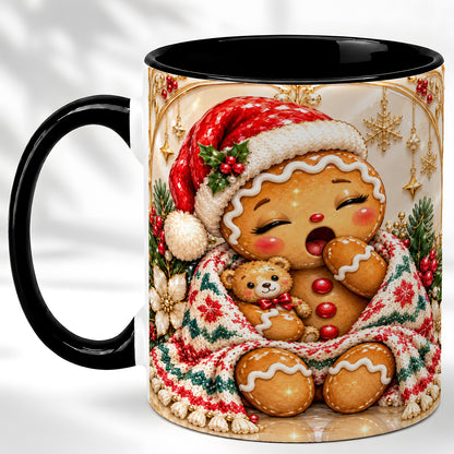 #pl[11oz|Black] Cozy Gingerbread Coffee Mug, Winter Cookie Mug, Ceramic Cup