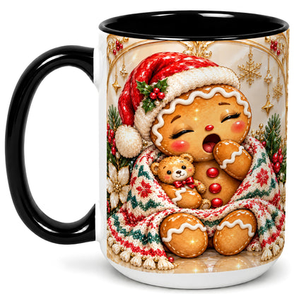 #pl[15oz|Black] Cozy Gingerbread Coffee Mug, Winter Cookie Mug, Ceramic Cup