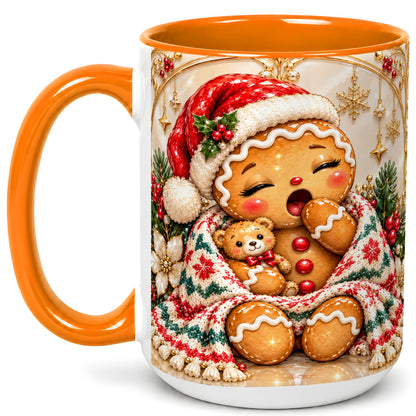 #pl[15oz|Orange] Cozy Gingerbread Coffee Mug, Winter Cookie Mug, Ceramic Cup