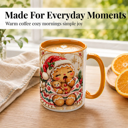 #pl[15oz|Orange] Cozy Gingerbread Coffee Mug, Winter Cookie Mug, Ceramic Cup