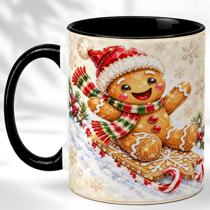 #pl[11oz|Black] Jeweled Gingerbread Coffee Mug, Christmas Cookie Mug, Ceramic Cup