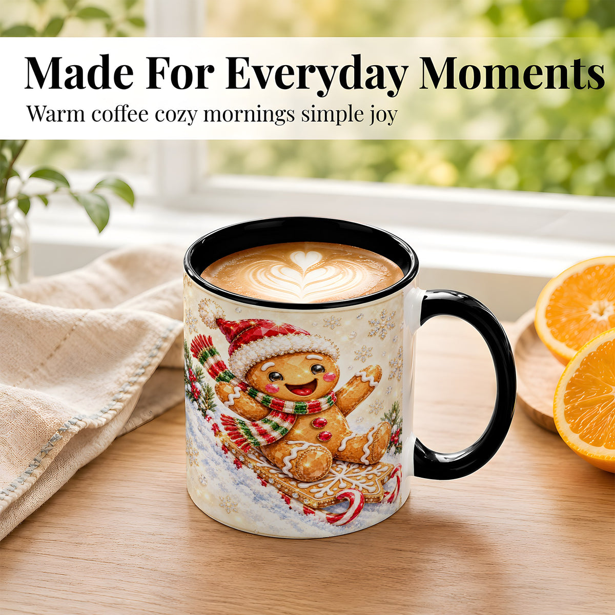 #pl[11oz|Black] Jeweled Gingerbread Coffee Mug, Christmas Cookie Mug, Ceramic Cup