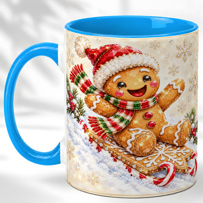 #pl[11oz|Blue] Jeweled Gingerbread Coffee Mug, Christmas Cookie Mug, Ceramic Cup