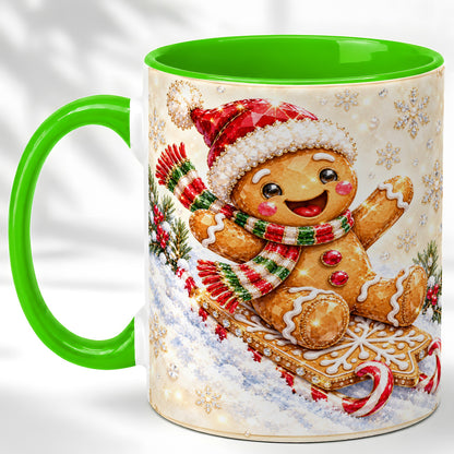 #pl[11oz|Green] Jeweled Gingerbread Coffee Mug, Christmas Cookie Mug, Ceramic Cup