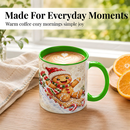 #pl[11oz|Green] Jeweled Gingerbread Coffee Mug, Christmas Cookie Mug, Ceramic Cup