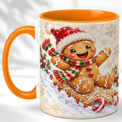 #pl[11oz|Orange] Jeweled Gingerbread Coffee Mug, Christmas Cookie Mug, Ceramic Cup