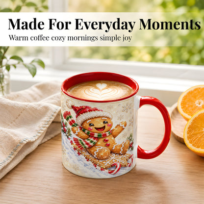 #pl[11oz|Red] Jeweled Gingerbread Coffee Mug, Christmas Cookie Mug, Ceramic Cup