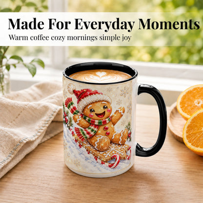 #pl[15oz|Black] Jeweled Gingerbread Coffee Mug, Christmas Cookie Mug, Ceramic Cup