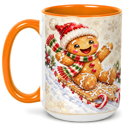 #pl[15oz|Orange] Jeweled Gingerbread Coffee Mug, Christmas Cookie Mug, Ceramic Cup