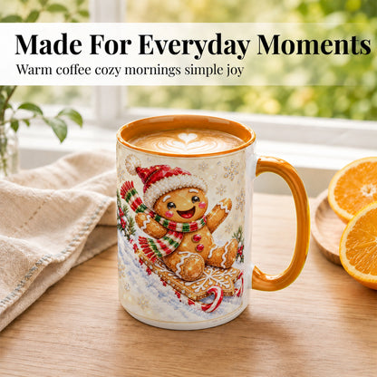 #pl[15oz|Orange] Jeweled Gingerbread Coffee Mug, Christmas Cookie Mug, Ceramic Cup