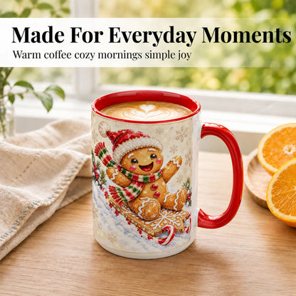 #pl[15oz|Red] Jeweled Gingerbread Coffee Mug, Christmas Cookie Mug, Ceramic Cup