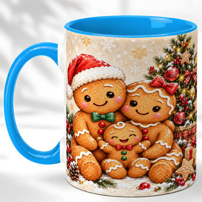 #pl[11oz|Blue] Gingerbread Family Coffee Mug, Christmas Cookie Mug, Ceramic Cup
