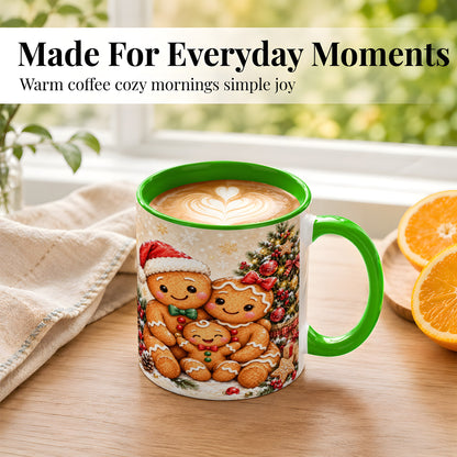 #pl[11oz|Green] Gingerbread Family Coffee Mug, Christmas Cookie Mug, Ceramic Cup