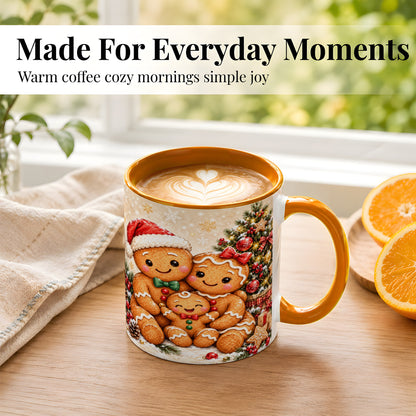 #pl[11oz|Orange] Gingerbread Family Coffee Mug, Christmas Cookie Mug, Ceramic Cup