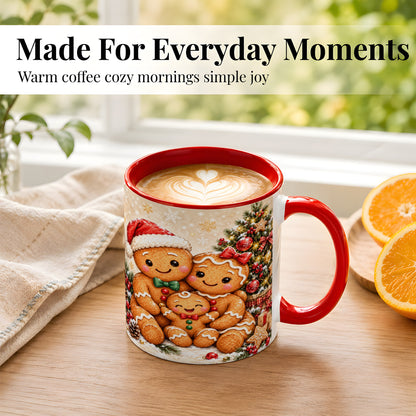 #pl[11oz|Red] Gingerbread Family Coffee Mug, Christmas Cookie Mug, Ceramic Cup
