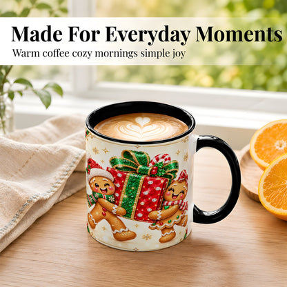 #pl[11oz|Black] Gingerbread Present Coffee Mug, Christmas Cookie Mug, Ceramic Cup