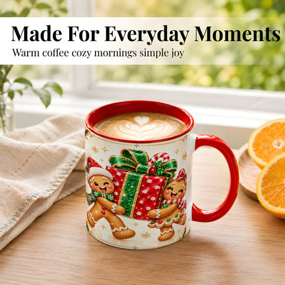 #pl[11oz|Red] Gingerbread Present Coffee Mug, Christmas Cookie Mug, Ceramic Cup