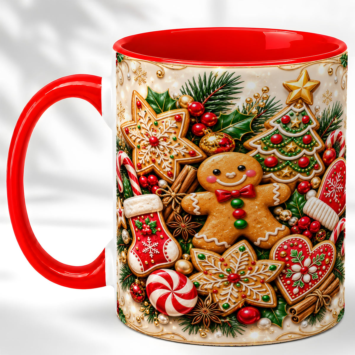 Gingerbread Cookie Coffee Mug, Christmas Gingerbread Mug, Ceramic Cup
